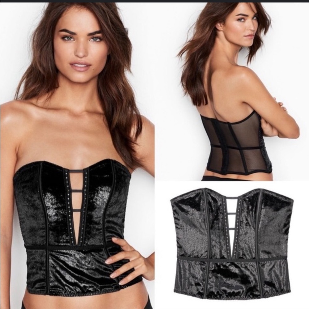 Victoria Secret Shine Velvet Bustier Corset Top‎